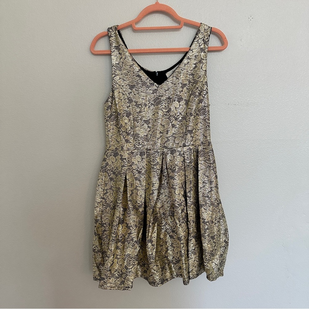 Modcloth // Gold Foil Skater Dress
